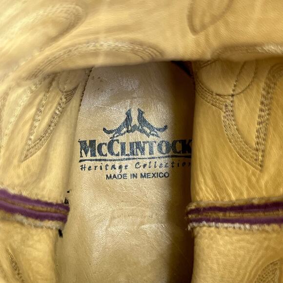 McClintock Heritage Collection Cowboy Boots Rough Suede Purple Shaft Size 9 - Picture 6 of 10